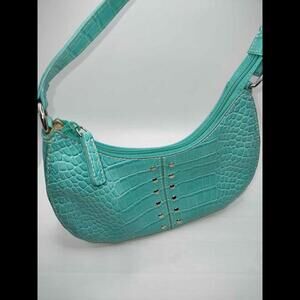 Nine West turquoise crocodile style handbag